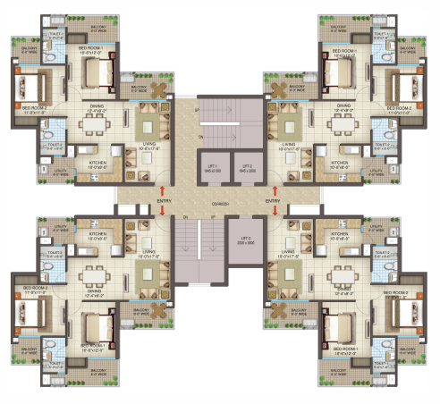 Cluster Plan 1325 Sq. Ft. Layout